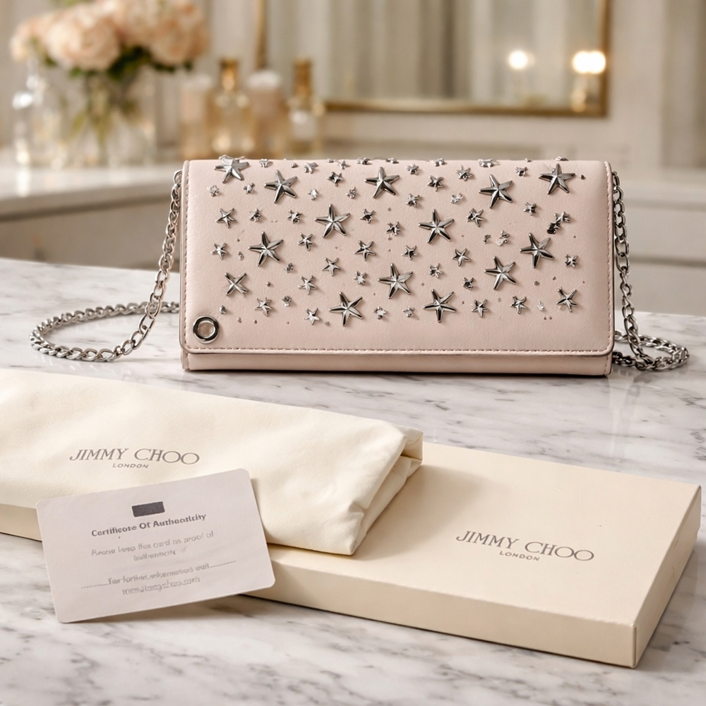 Jimmy Choo Star-Studded Pink Chain Bag
